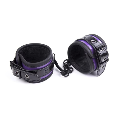 Black Purple Shiny Leather Handcuffs Adult Toys Flirting Product