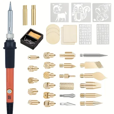 37Pcs Pyrography Wood Burning Kit for Beginners Adjustable Professional Wood burner Pen Tool and Accessories Woodburning Embos