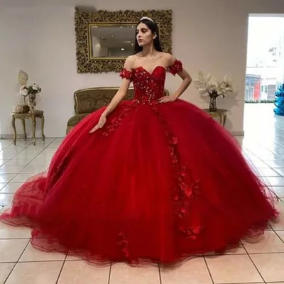 Customized Princess Red Beaded Quinceanera Dresses Corset Sweet 15 16 Prom Party Ball Gowns