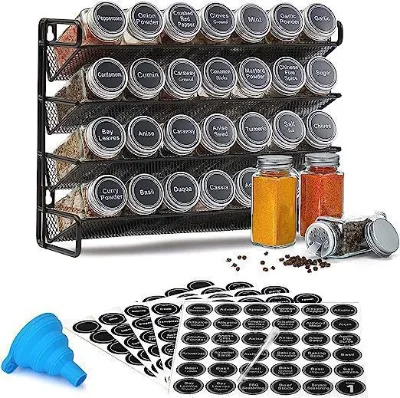 Factory Wholesales Black 4-tier Modern Minimalist Kitchen Rack Cabinet for Spice Bottle Organizer Hollow Iron Seasoning