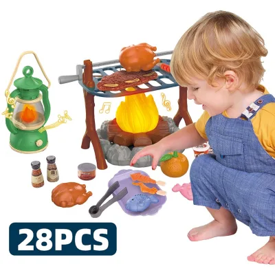 28PCS Kids Outdoor explorer Toy Pretend Play Game Camping Toy Kit Children Plastic Toys
