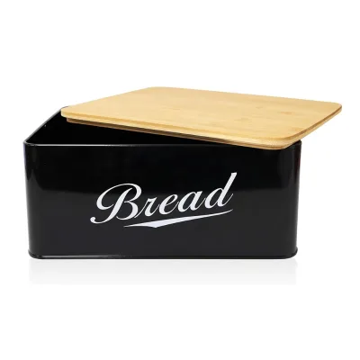 Premium Metal Bread Bin Bread Box with Bamboo Cutting Board Lid for Kitchen Food Container Storage