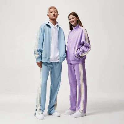 Wholesale Contrast Color Webbing Suit 2022 Autumn Couples Wear Loose Top Wide Leg Pants