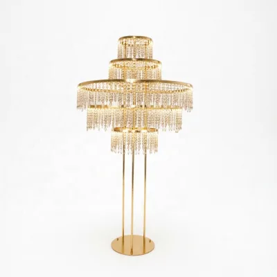 Custom Ins Gold Crystal Warm Light Stand for Wedding Hall Hotel Party Restaurant Events Backdrops Road Lead Christmas Decoration