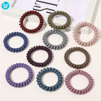 Women Spring Hair Ties Elastic Hair Band Custom Ponytail Holder Telephone Line Phone Cord Hair Ring