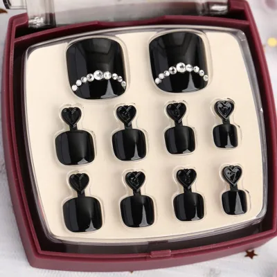 Falsed Press on Nails Toe Design Rhinestone False Toe Nails Artificial Fake Toenails