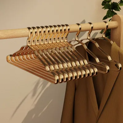 45 cm Natural Wooden Hotel Coat Hangers with Non-Slip Trouser and Metal Security Hook for Wardrobe Use