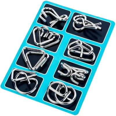 8 Sets/Pack Metal Crafts Chinese Ring Puzzles Classic IQ Brain Teaser Magic Baffling Puzzles Game Toys for Children Adults