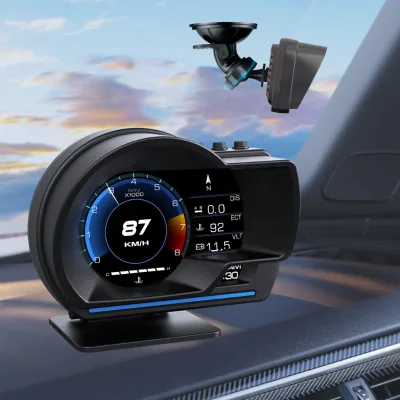 New Version P6 GPS Auto Meter OBD2 Gauge with Clock Function for Car Head up Display Russian Arabic Thai Spanish