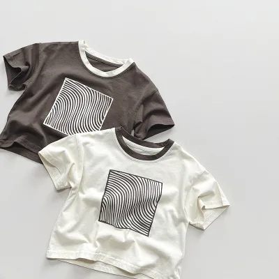 Summer Boys Cotton Plaid Long Sleeve O-Neck Casual T-Shirt Toddler O Veck