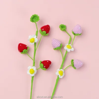 Handmade Crocheted Yarn Teddy Bear Branch with Adorable Yellow Tulip Bouquet New Year Decorative Florist Bouquet