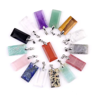 Wholesale Classic Rectangle Crystal Pendant Charm Natural Healing Gemstone Jewelry Accessory Multiple Fashionable Gift Options