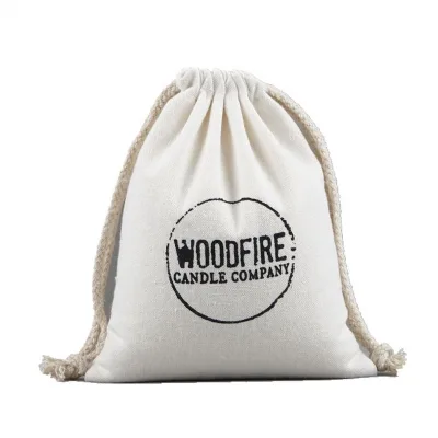 Custom cotton fabric drawstring muslin bag with logo wholesale