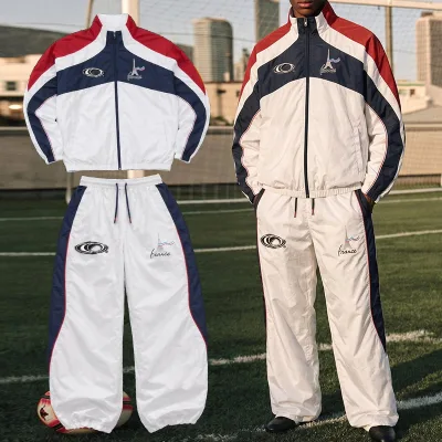 Custom Sublimation Soccer Training Wear Sets Embroidery Polyester Plus Size Streetwear Color Patchwork Tracksuits for Men