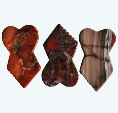 natural gem rhombic petrified wooden Face Slimming Gua Sha