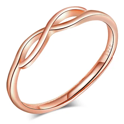In Stock Infinity Symbol Ring S925 Pure Silver Simple Adjustable Ring Rose Gold Color Gift for Woman