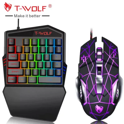 Hot Selling One Hand Keyboard Mouse Set Mini Wired Gaming Keyboard and Mouse with Led Backlit Suitable for Phone and Compu