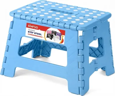 Wholesale Flat Folding Step Stool Blue Modern Design Low Price Lightweight Plastic Stool Made in China