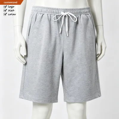 Custom Canvas 220gsm Knee Length Mid Waist Drawstring Closure Lace Baggy Distressed Plus Size Men's Sweat Shorts