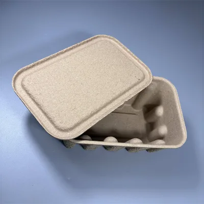 Ready to Use Disposable Storage Pulp Paper Sugarcane Molded Box With Lid and Base