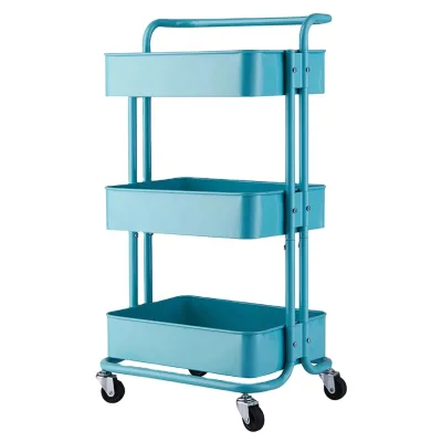 3-Tier Plastic Rolling Utility Cart Multi-Functional Storage Trolley for Bedroom Kitchen Movable Storage Organizer with Wheels