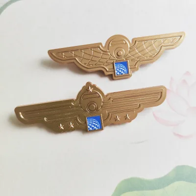 Custom Design Bocho B-B077 Eco-Friendly Plastic Wing Pin with Shiny Silver and Gold Patriotism Style