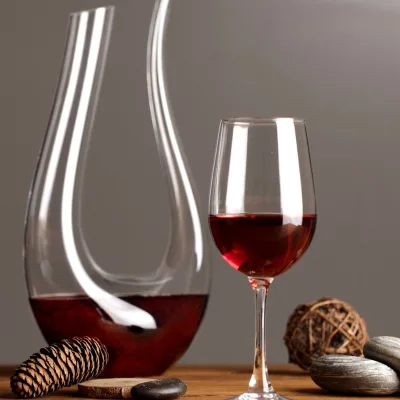 Hot Selling 1000ml High Quality Crystal Modern Elegant U-shape Luxury Wine Glass Decanter for Wedding