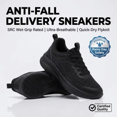Wholesale SRC Wet-Grip Delivery Shoes Anti-Fall Breathable Fly-knit Sneakers for Rain Day Couriers Quick-Dry Work Shoes Factory