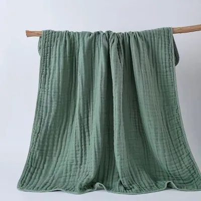 Customized 110*110cm 6 Layers High Density Premium Cotton Thick Absorbent Warm Soft Receiving Bubble Blankets Baby Bath Towel