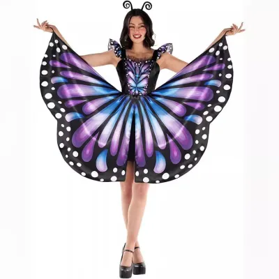 Stock Adult Butterfly Dress Rotating Wings Halloween Costume Durable Sexy Women's Polyester Kits Hot Style Wholesale