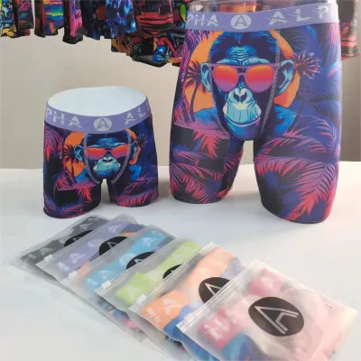 Wholesale Mens Seamless Underwear Long Boxers for Men Polyester  Long Underwear Quick Dry Sports Boxers