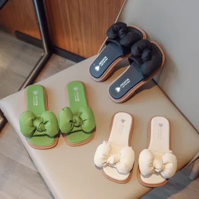 Summer House New Children's Shoes Little Girls Bow Flip-flops Sandals Large Children Wear slippers