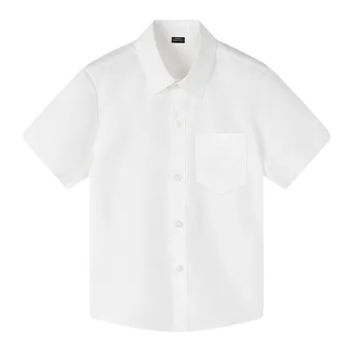 Children's Unisex 100% Cotton Short-Sleeve White Shirt/Blouse for School Uniform & Performance Use