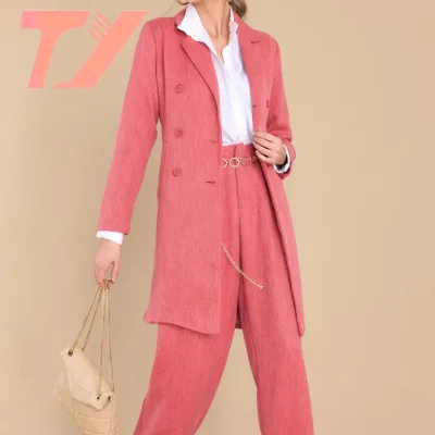 TUOYI Fashion Casual Elegant Ladies Fall Winter Clothing Belted Long Trench Women's Suit Sets