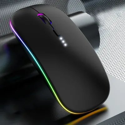 Battery Level Visible Rechargeable BT 2.4G Dual Mode Silent Ultra Slim Portable LED Backlit Wireless Mouse