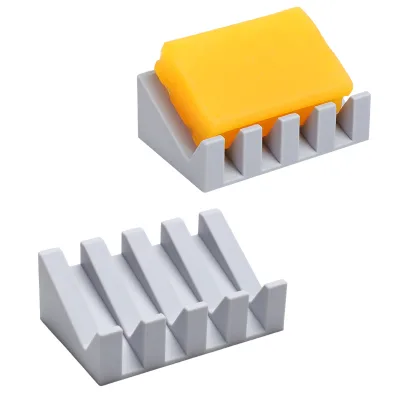 Silicone Soap Dish Draining Water-Diverting Design No-Drilling Required Prevents Water Pooling Creative Bathroom Sink Tray