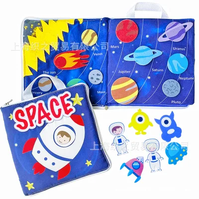 Baby Soft Book Cloth Book Fabric Crinkle Book for Babies Washable Durable Space Flower Traffic Series Touch and Early Educate