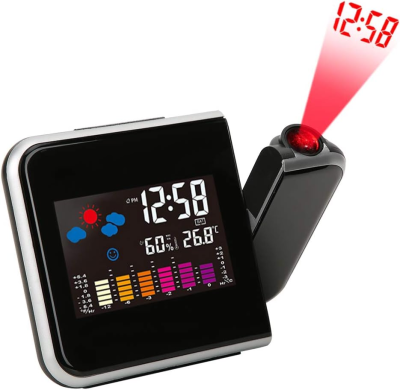 Desktop Clock Digital Alarm Clock with Projector Color Screen Time Projection Clock Multi-function Weather Calendar Time Watch