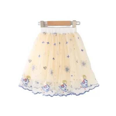 High Quality Kids Wear Summer Little Angel Embroidered Tutu Skirt Baby Girls Princess Puffy Mesh Knee-Length Lolita Style