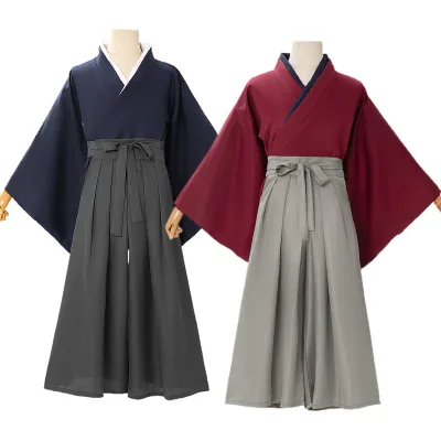 Cross-border Men's Red Kendo Kimono Cosplay Costume-Samurai Style Adult Polyester Outfit for Comic Con Halloween Wholesale