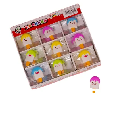Custom Kawaii Ice Lolly Summer Series Mini Pencil Erasers Cute Stationery for School Kids
