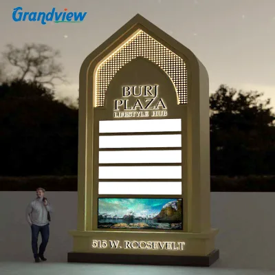 Custom Light Box Roadside Pylon Sign Outdoor Way Finding Advertising Pylon Signage Monument Pylon Signs