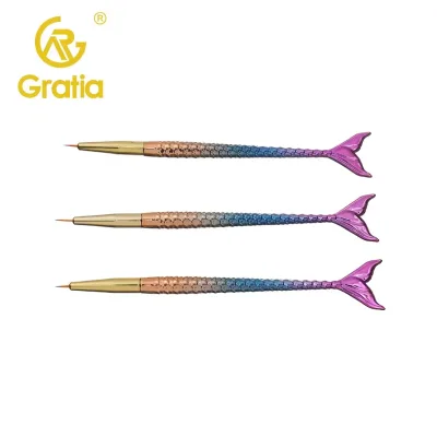 Hot Sale Mermaid Shape Gradient Handle Nail Art Brush Set Premium Nylon Nail Painting Brushes for Beauty enthusiasts