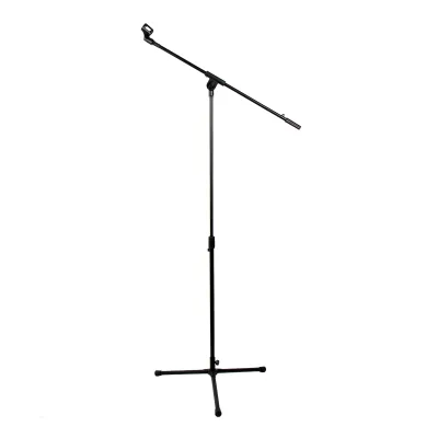 M-323 Black Tripod Microphone Stand-Adjustable Foldable Durable Iron ABS Electrostatic Powder Coated 83-190cm Height