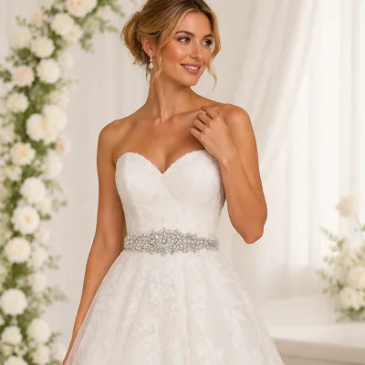 Embroidered Rhinestone Studded Hand Sewn Crystal Wedding Bridal Sash Applique Women's Waist Belts
