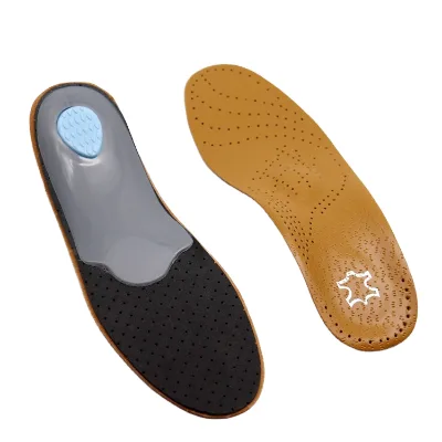Latex Sponge Shock Absorbing Heel Pad Flat Foot Correction Leather Insole Plantar Fasciitis Relief Rubber Leather Arch Support