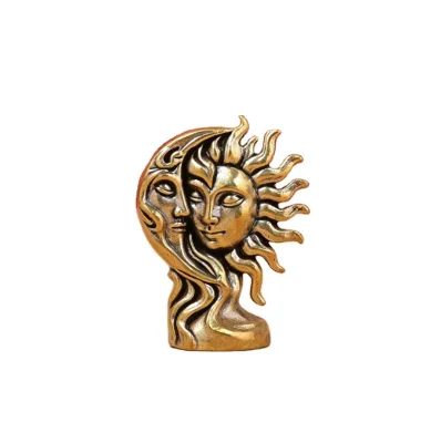 Retro Brass Sun Moon Ornaments Metal Crafts Desktop Decorations Small Ornaments