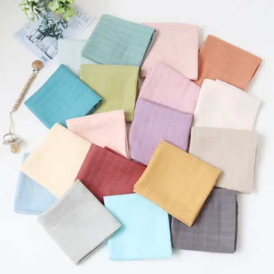 High Quality Solid Color Muslin Bamboo Cotton Baby Facecloth Burp Cloth
