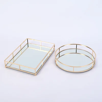 Kitchen Hotel Room Luxury Decoration Container Tray Square Golden Food Storage
