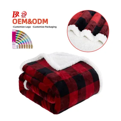 Wholesale Baer Four Seasons Soft Warm Cartoon Knitted Polyester Sherpa Custom Throw Blanket European American Style Gift